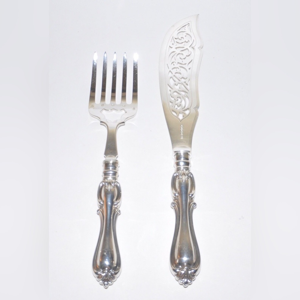 Antique English Martin Hall & Co. Silver Plated Fish Serving Set 1850